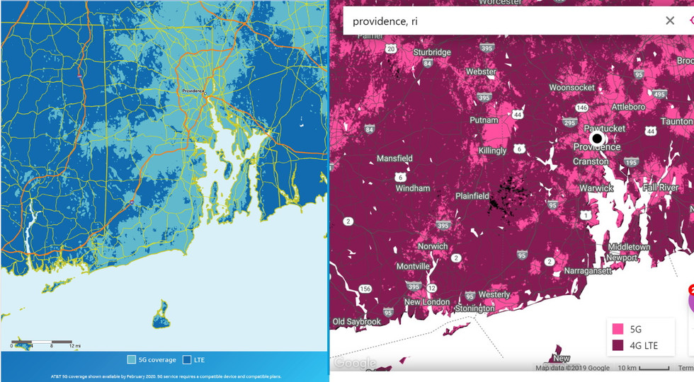 Comparación de tarjetas T-Mobile y AT&T 5G - Providence