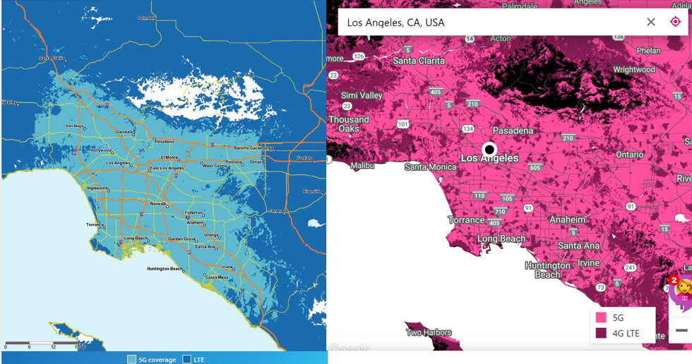 Comparación de tarjetas T-Mobile y AT&T 5G - LA